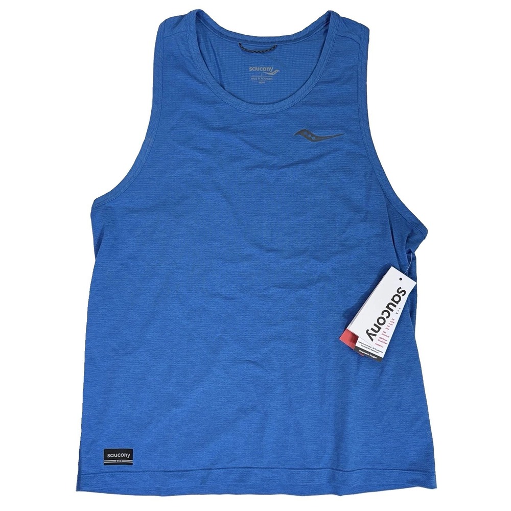 NWT Saucony Stopwatch Singlet Men's Small Blue Running Tank Performance